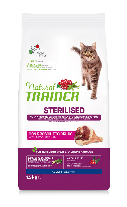 Natural Trainer Cat Adult, Sterilised,su vytintu kumpiu