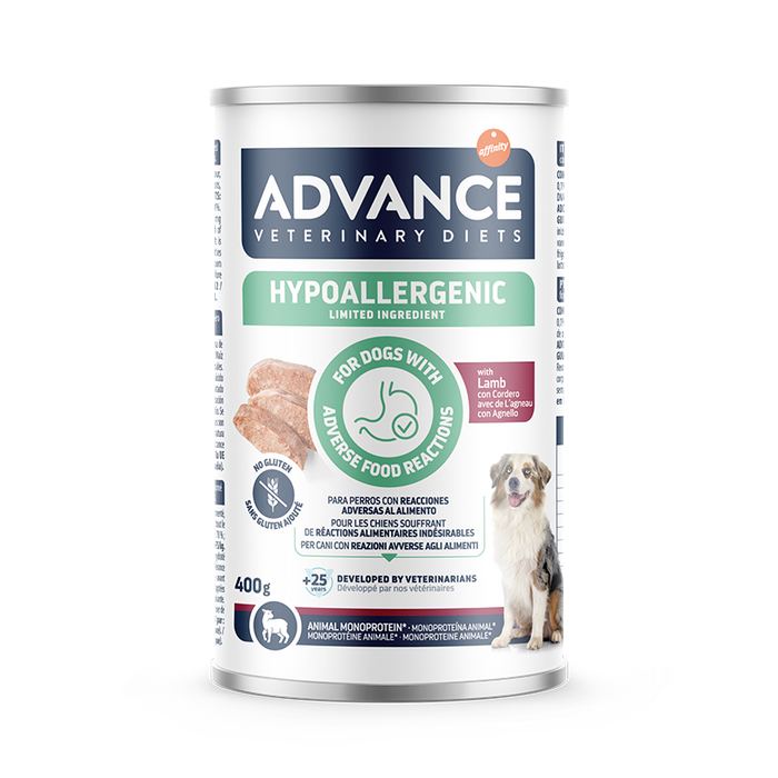 ADVANCE VETERINARY DIETS  -WET Hypoallergenic Dog (ėriena), 400 g