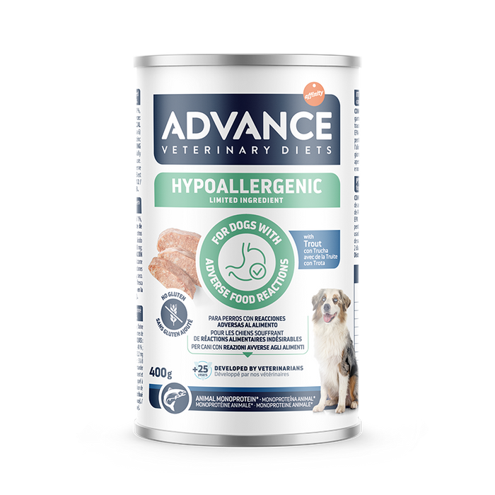 ADVANCE VETERINARY DIETS  -WET Hypoallergenic Dog (upėtakis), 400 g