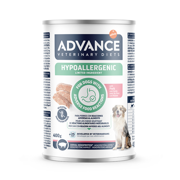 ADVANCE VETERINARY DIETS  -WET Hypoallergenic Dog (kiauliena), 400 g