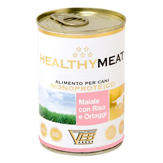 Healthymeat Maiale con Riso e Ortaggi ( su kiauliena ir ryžiais su daržovėmis) paštetas šunims 400g