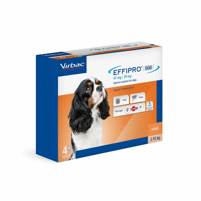 Virbac Effipro Duo 67 mg/20 mg užlašinamasis tirpalas mažiems šunims (2-10 kg) 4 pipetės