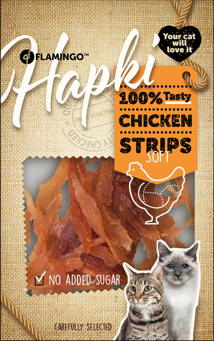 Skanėstai katėms "Hapki“ Chicken Strips Soft - vištienos griežinėliai 85g