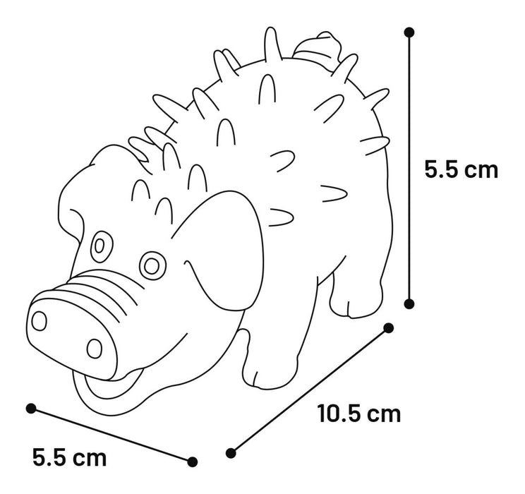 Žaislas lateksinė dygliuota kiaulė 10 cm