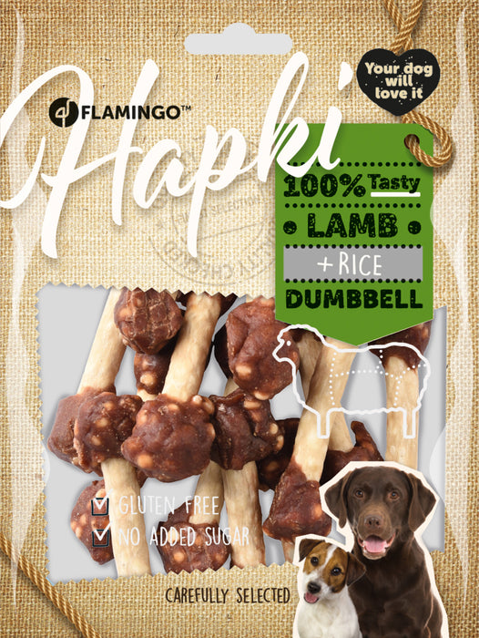 „Hapki“ Dumbbell Lamb&rice hanteliukai su ėriena ir ryžiais, 150g