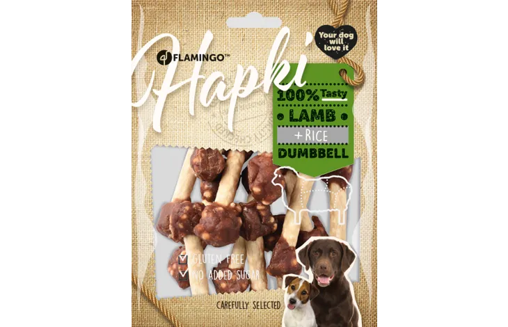 „Hapki“ Dumbbell Lamb&rice hanteliukai su ėriena ir ryžiais, 150g