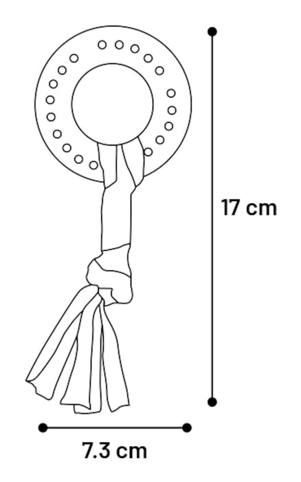 Žaislas žiedas su medžiagine virve šuniukams, 17 cm