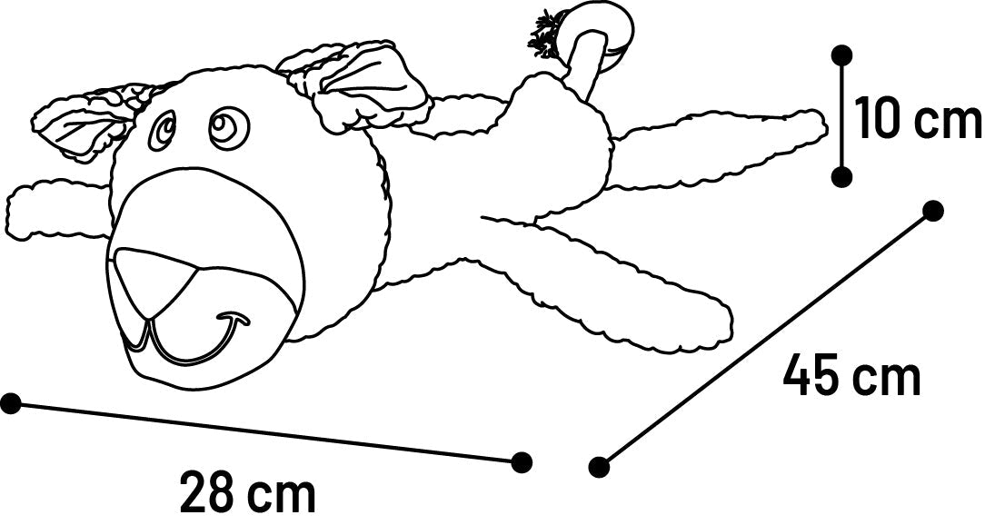 Žaislinis šuo KROPS su virve, rudas