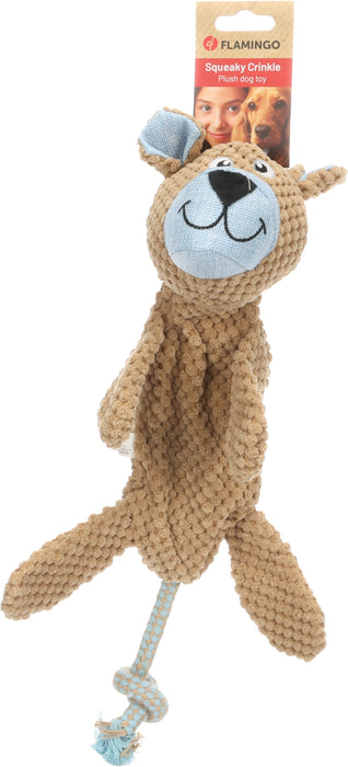 Žaislinis šuo KROPS su virve, rudas