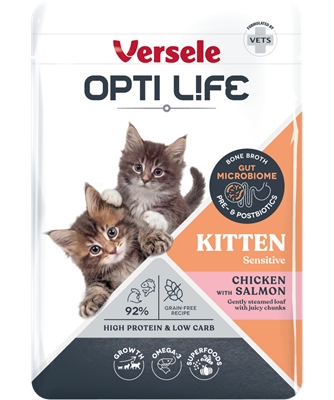 Opti Life kitten su vištiena ir lašiša, paštetas (virtas garuose)85g