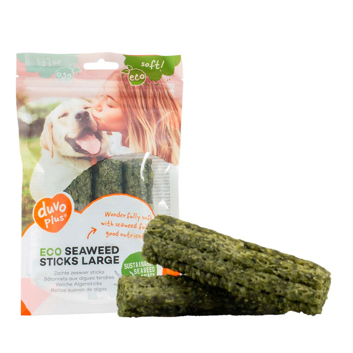 MINKŠTI  Duvo+  skanėstai šunims –Eco seaweed“ skanėstai šunims – pagaliukai dantims dideli 11,5cm N4, 75g.