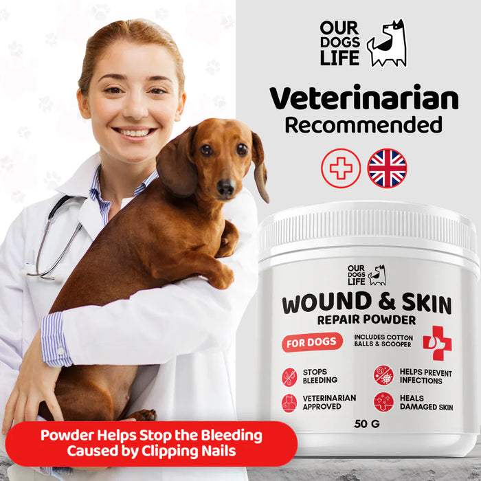 OURDOGSLIFE WOUND & SKIN REPAIR POWDER -milteliai žaizdom ir odai šunims, 50g