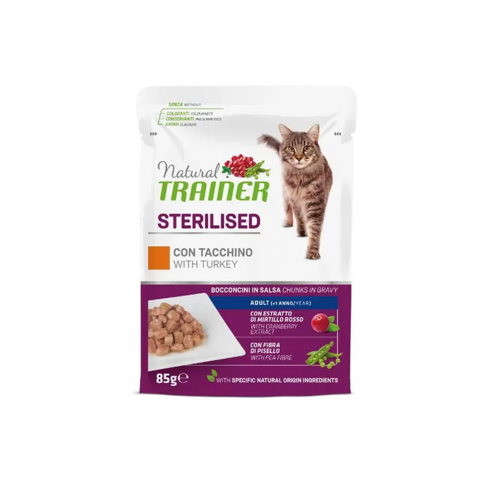 Natural Trainer Cat Sterilize Turkey konservai katėms, su kalakutiena 85g N12
