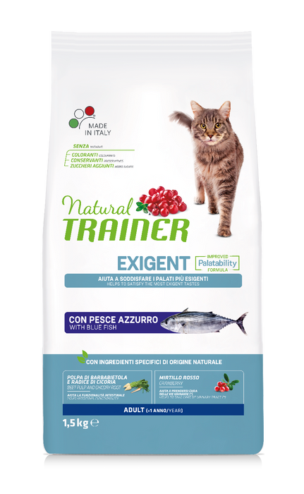 Natural Trainer Cat Exigent, su melsvąja žuvimi 1,5KG