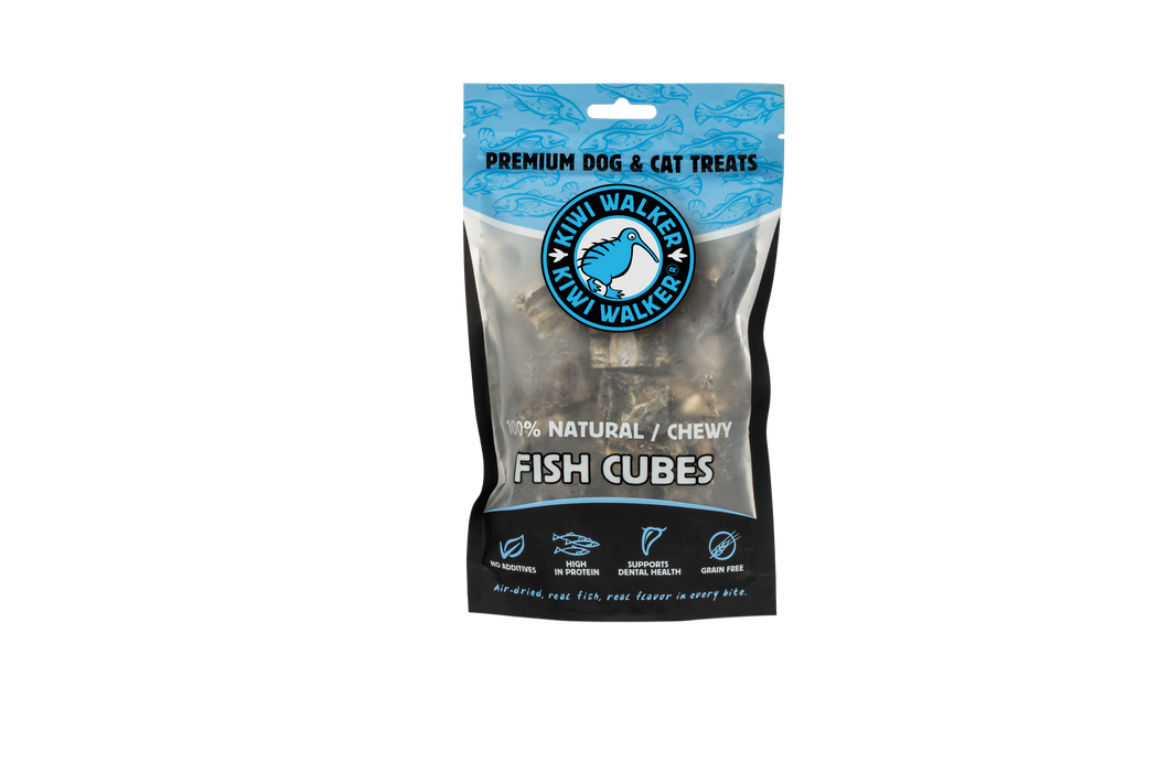 KIWI Walker Air-dried skanėstai -100% žuvies kubeliai, 100 g