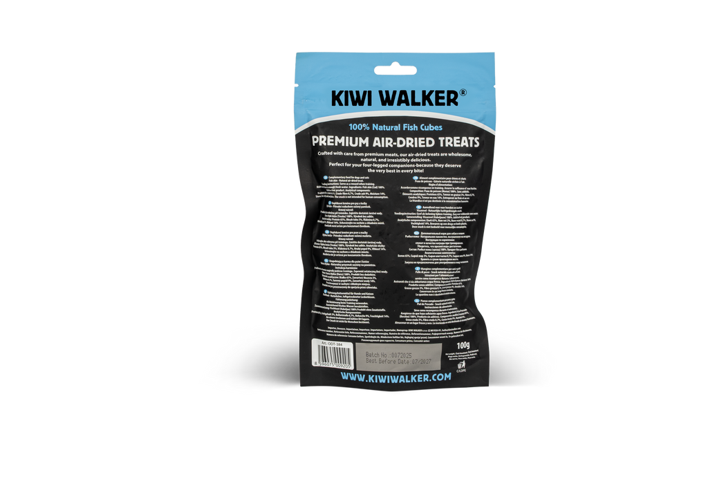 KIWI Walker Air-dried skanėstai -100% žuvies kubeliai, 100 g