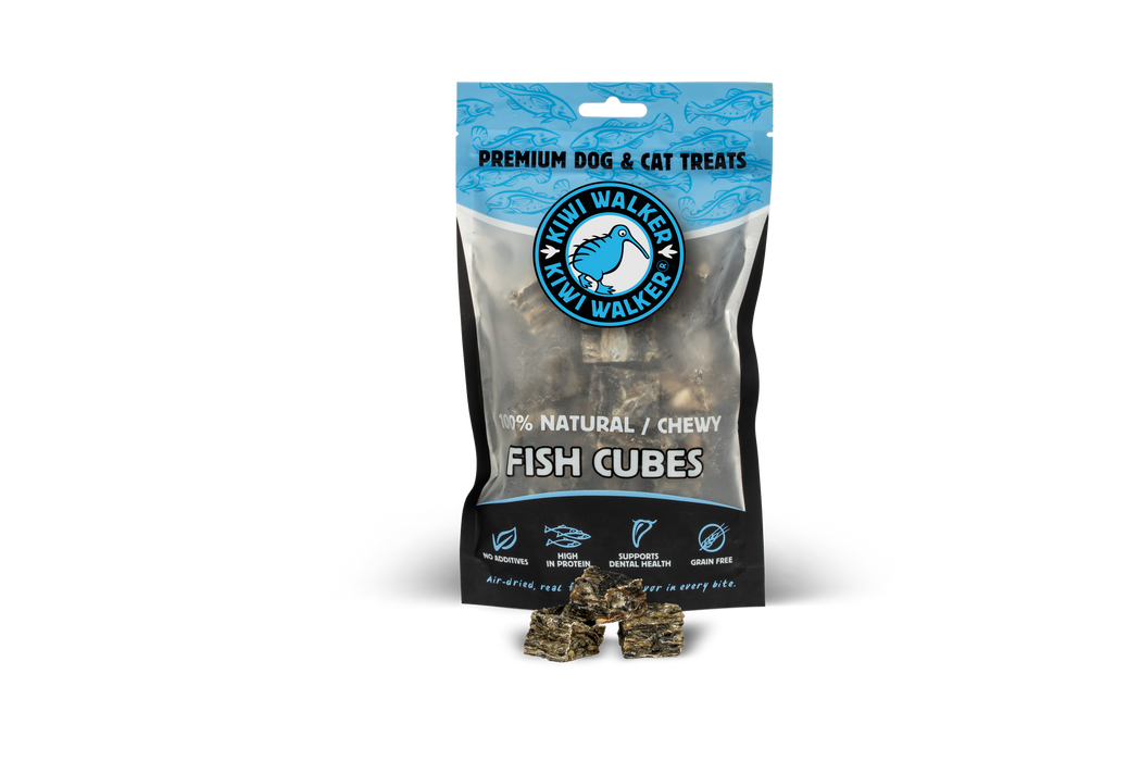 KIWI Walker Air-dried skanėstai -100% žuvies kubeliai, 100 g