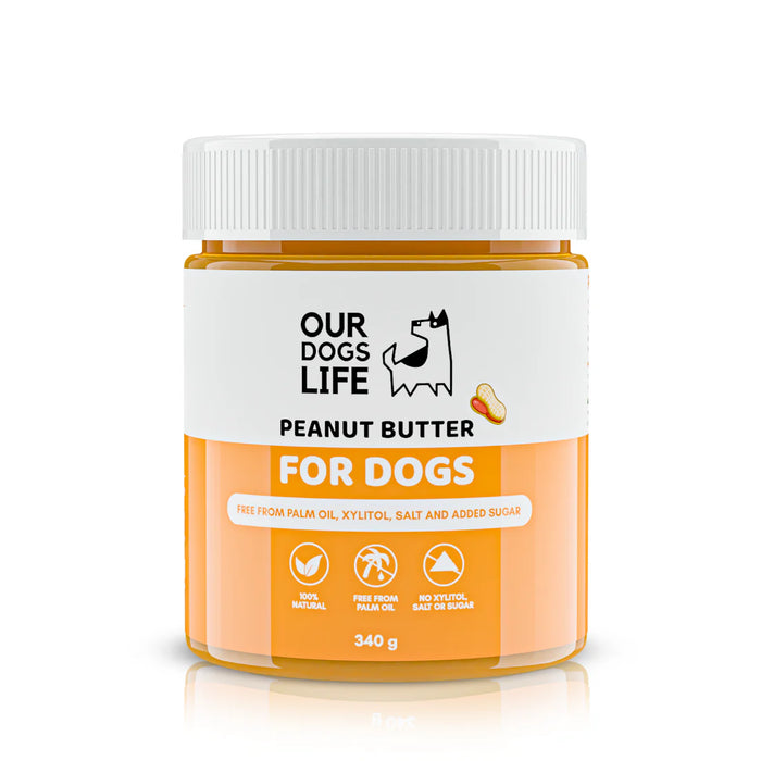 OURDOGSLIFE Lick Mat laižymo kilimėlis šunims su mentele ir šepetėliu + riešutų sviestas 340g