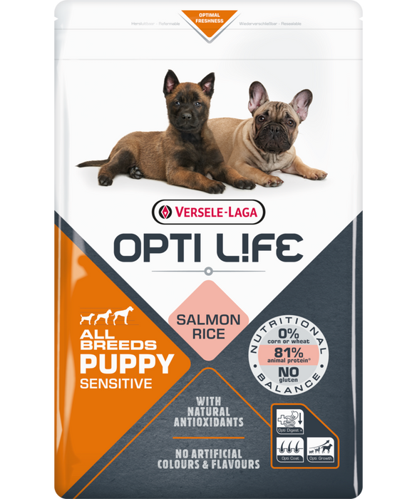 Opti Life Puppy Sensitive su lašiša ir ryžiais