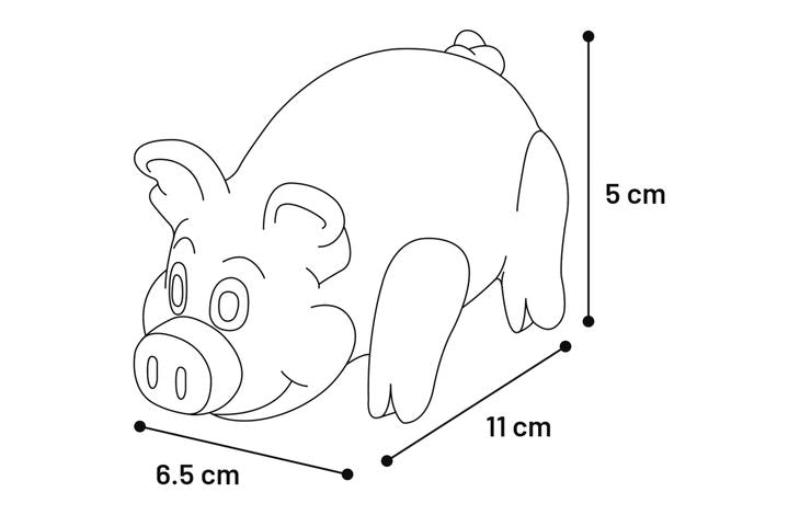 Žaislas lateksinė kiaulė 12 cm