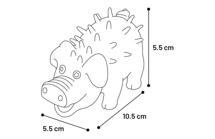 Žaislas lateksinė dygliuota kiaulė 10 cm