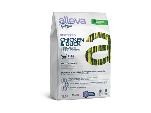 Alleva Holistic Neutered Chicken & Duck + Sugarcane Fiber & Ginseng | Adult Cat