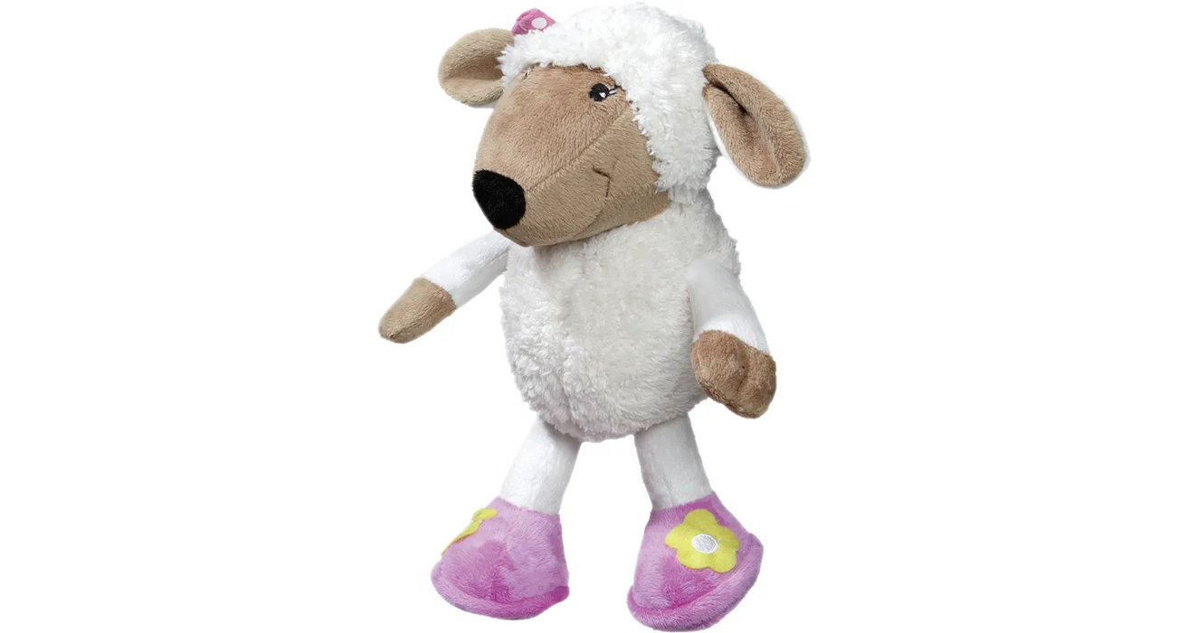 Pliušinis žaislas - balta avytė su rožiniais batais, 24cm