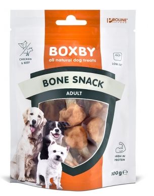 Boxby Bone Snack hanteliukai su vištiena/mineraline lazdele 100g
