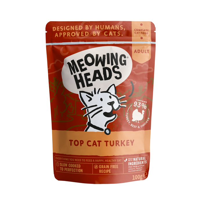 Meowing Heads Wet Top Cat Turkey 10x100g